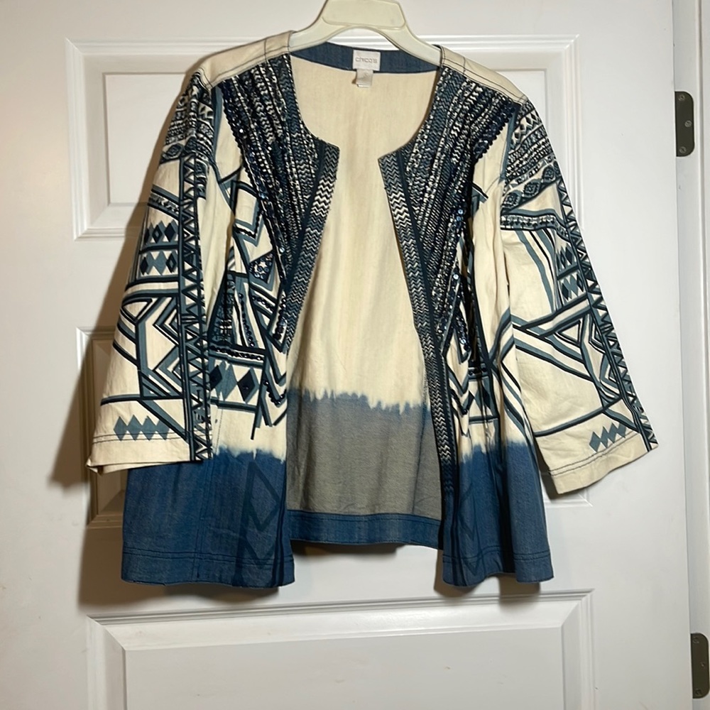 Chico’s size 3 stylish blazer 3/4 length sleeves